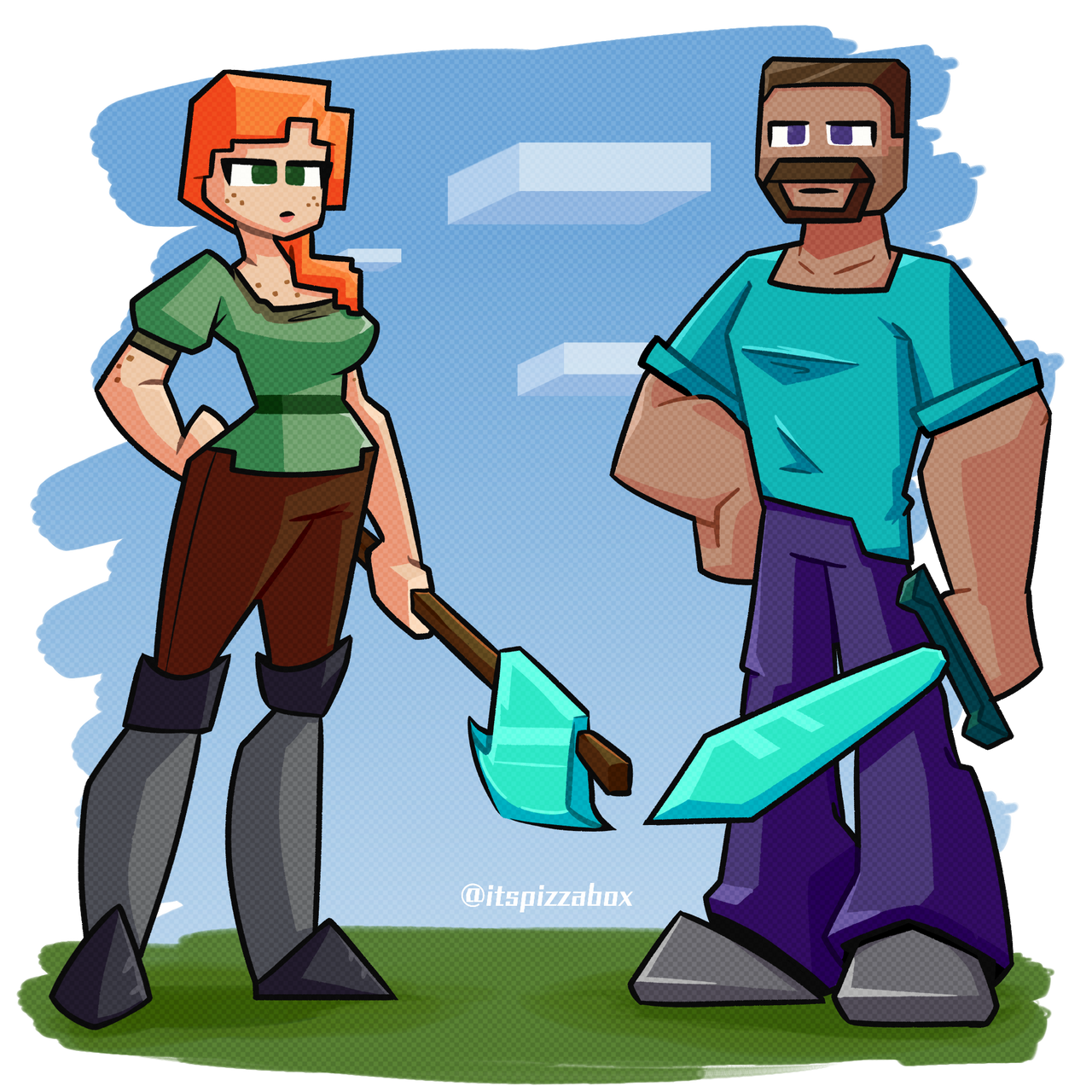 Minecraft Alex Design Steve and Alex Designs by ItsPizzaBox on DeviantArt