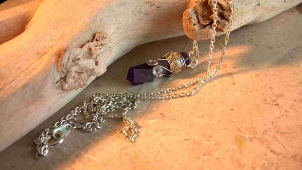 Crystal point Amethyst necklace