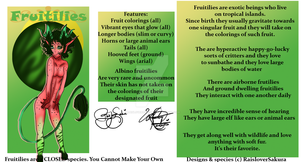 Fruitilies Info Sheet (Closed Species) by RaisloverSakura