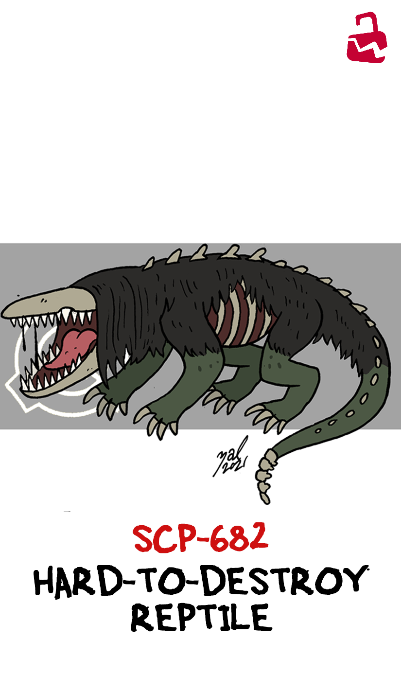 SCP-682 consuming SCP-420-J - Drawception