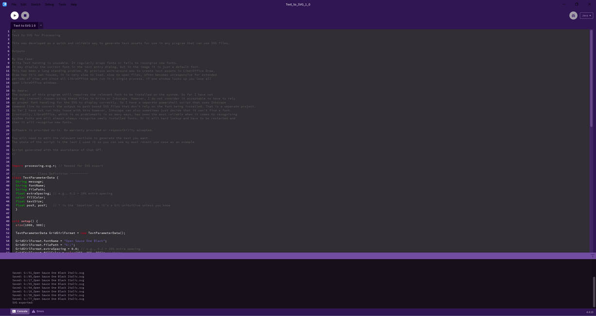 Tool: Text to SVG v1 for Processing 4 by CascadeHush on DeviantArt
