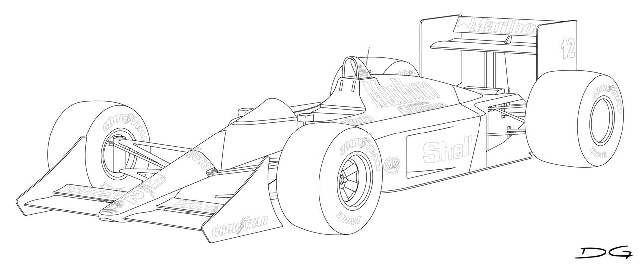 Mclaren MP4/4 Formula 1 Car Vector Line art by DirtyGeneral on DeviantArt