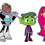 Cyborg, Beast Boy, Starfire and Raven