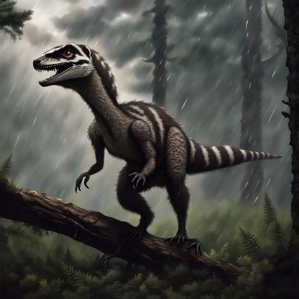 Tree Raptor Velociraptor, storm, forest, tree, racoon, by WilliamLasater915 on ...