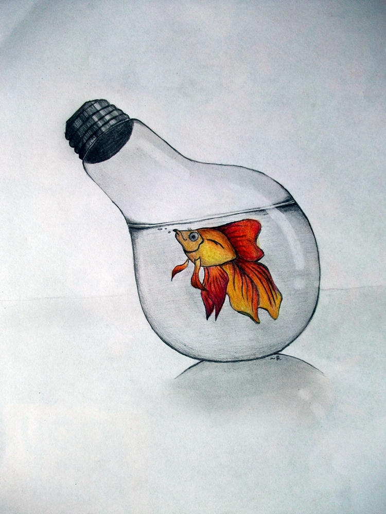 Goldfish in bulb by LittleAndzia