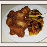 Southern fried chicken wings and fried plantains