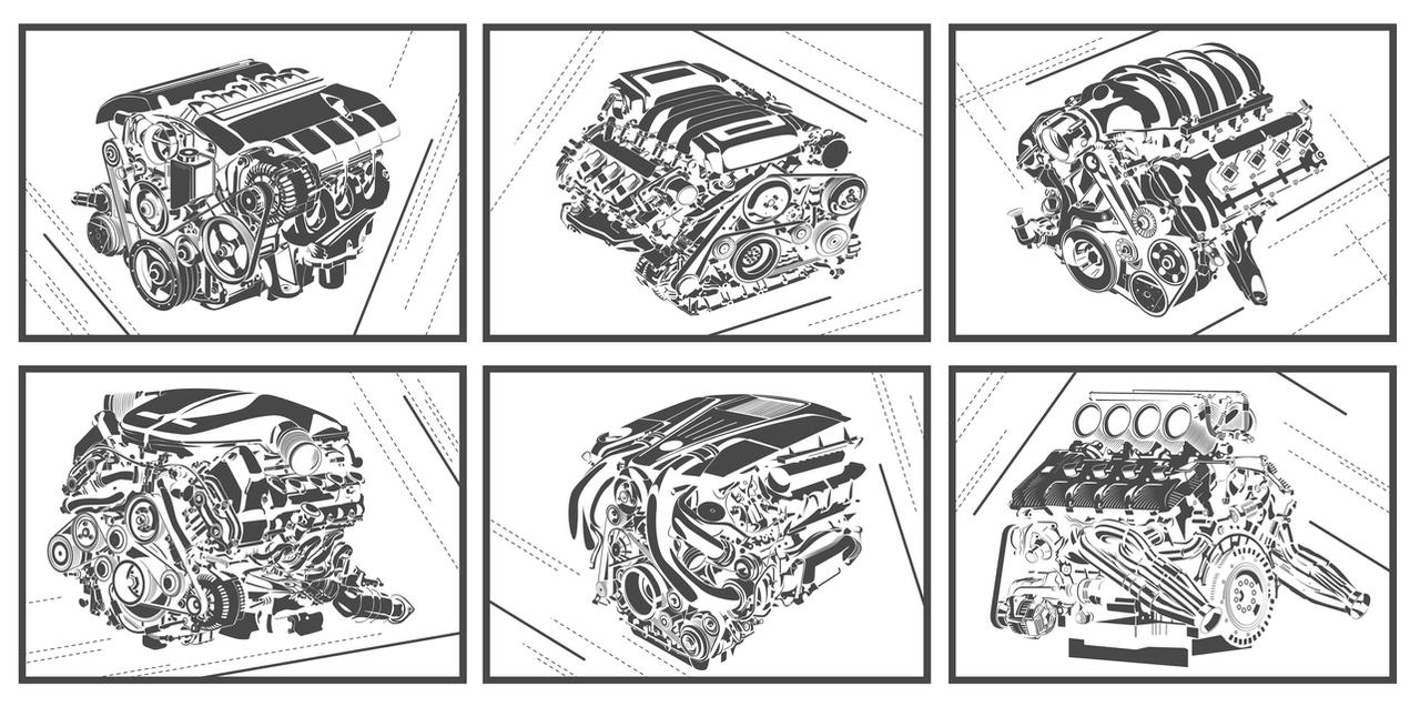 Motor Engine Visual vector high detailed car engines by brichuas on DeviantArt