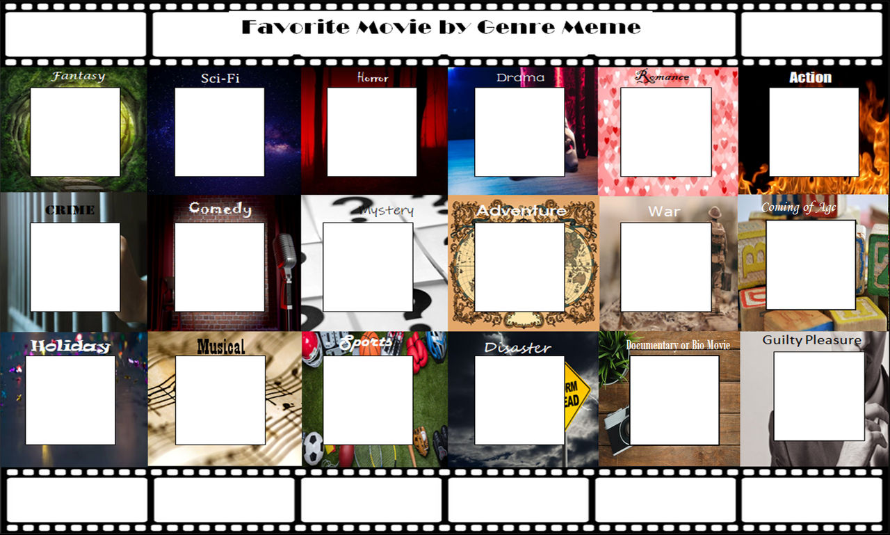 Favorite Movie by Genre Meme Template by HorrorExplorer on DeviantArt