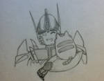 Chibi Optimus with pusheen