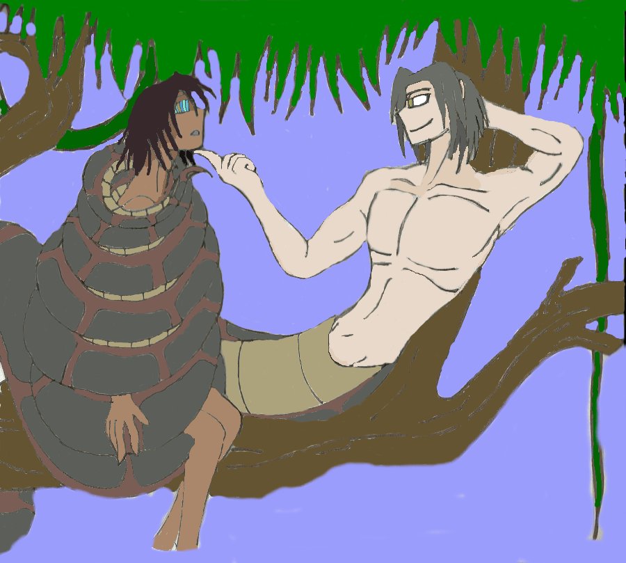 Naga Kaa and Mowgli Color