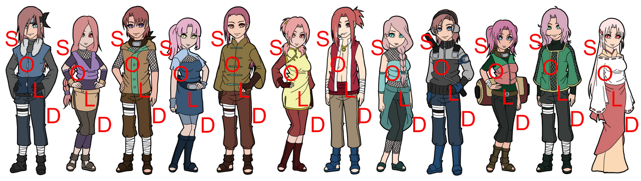 Mixed Pink Haired Naruto Oc Adoptables Sold Out By Mistressmaxwell On Deviantart 