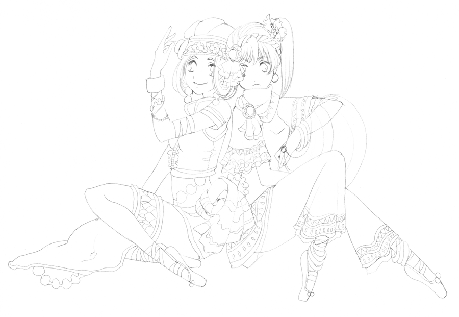 Lineart: Two dancers