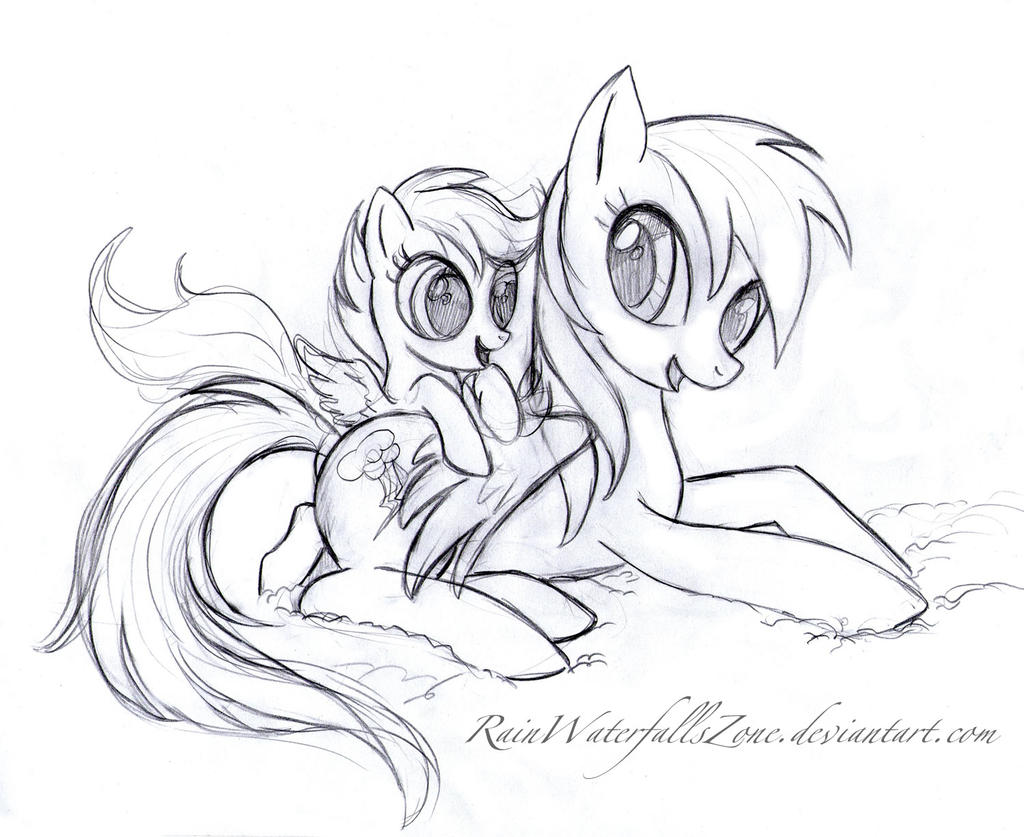 Sketch Rainbow Dash and Scootaloo