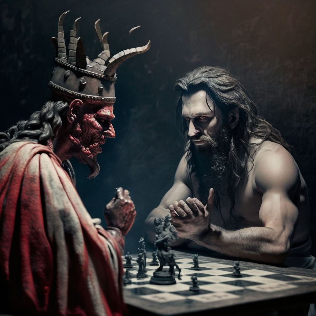 Jesus And Satan Playing Chess By MrJsAIArt On DeviantArt jesus-and-satan-playing-chess-by-mrjsaiart-on-deviantart