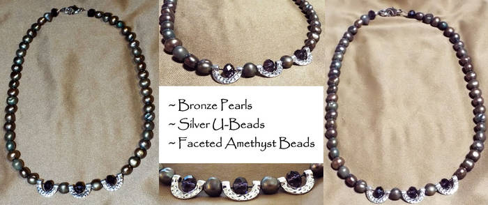 Jewelry: Bronze Pearl and Amethyst Necklace