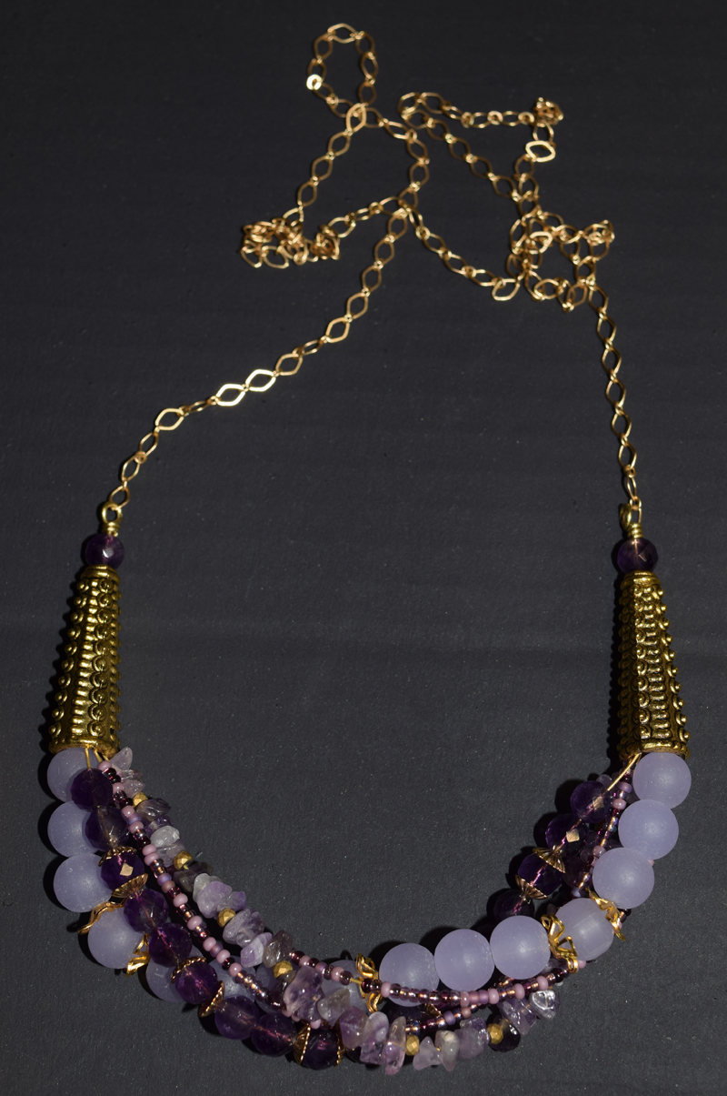 Multistrand Purple Necklace (gold version)