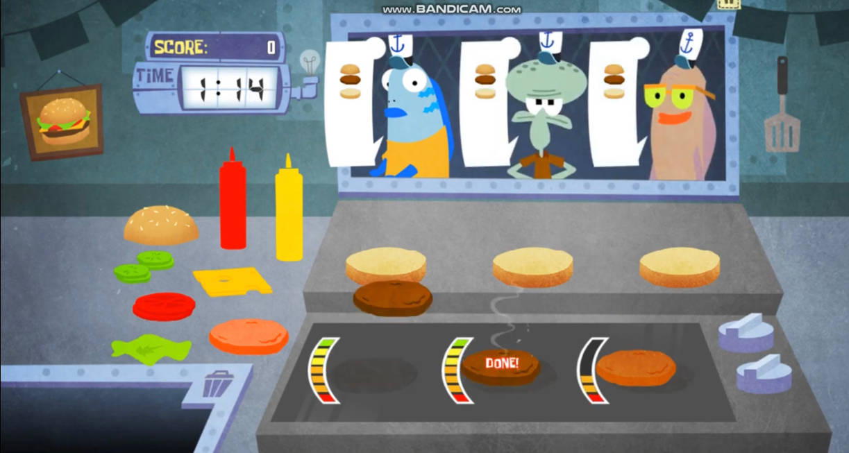 Squidward and the customers ordering burgers by hueylengyong15 on