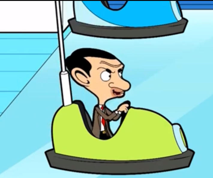 Mr. Bean riding a bumper car by hueylengyong15 on DeviantArt