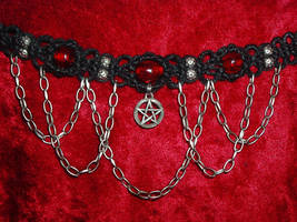 Pentagram with Blood Red Beads