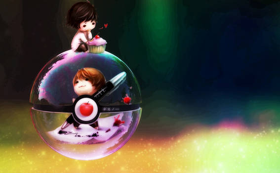 Chibi Deathnote Pokeball (featuring L and Light)