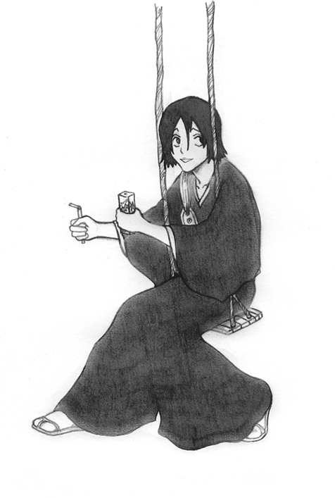 Hanatarou chilling on a swing