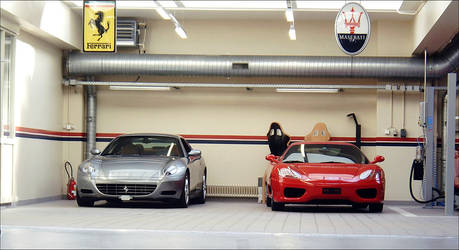 2 prancing horses lie in wait