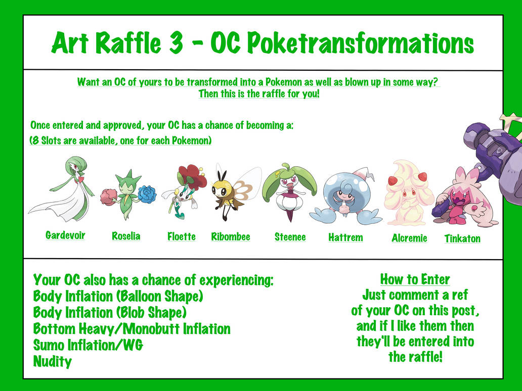 Pokemon Model Raffle Art Raffle 3 - OC Poketransformations (Closed) by mrkyak on DeviantArt