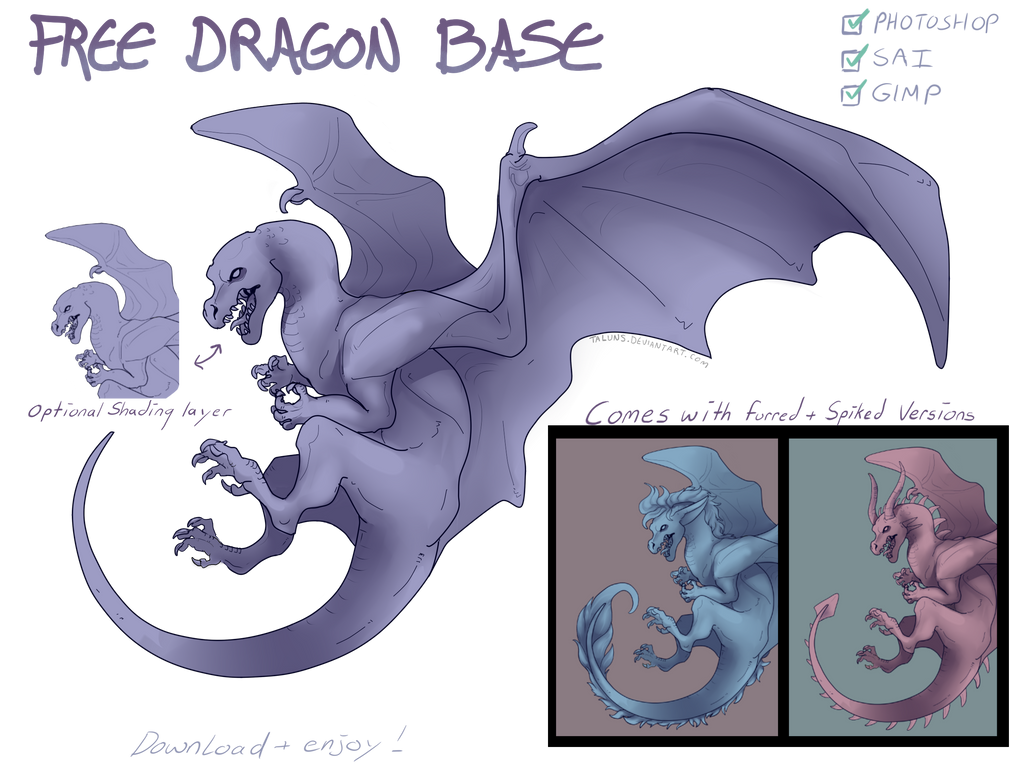 Free Dragon Base (With alternate versions) by Taluns on DeviantArt