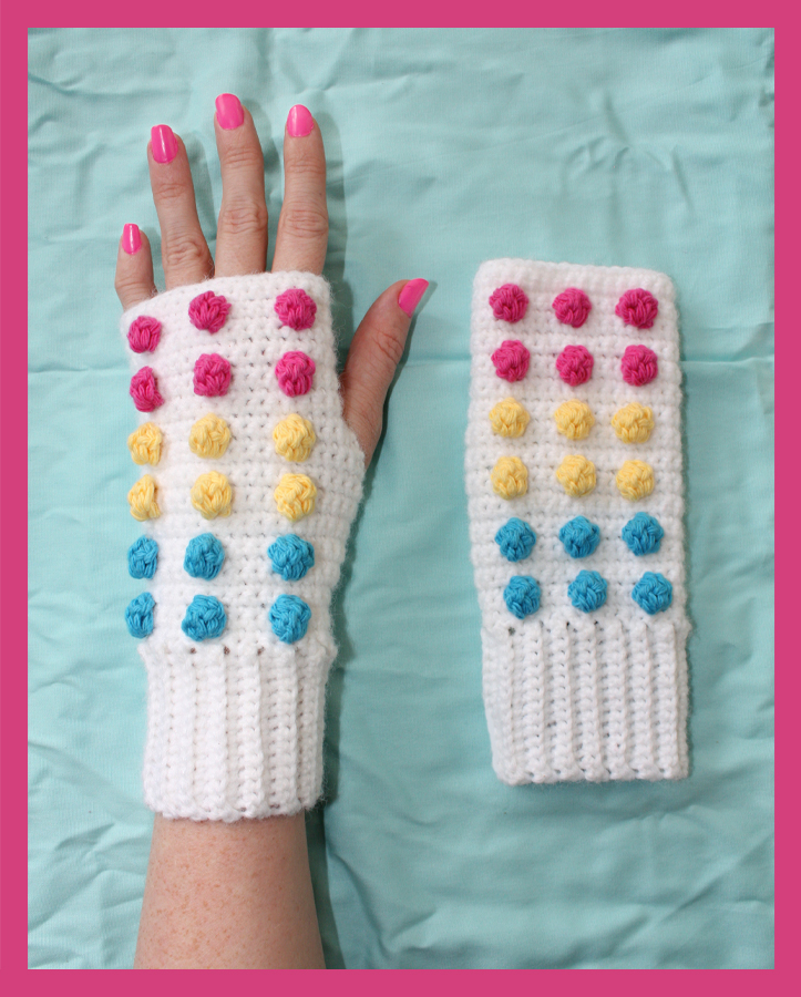 Candy Button Crochet Gloves