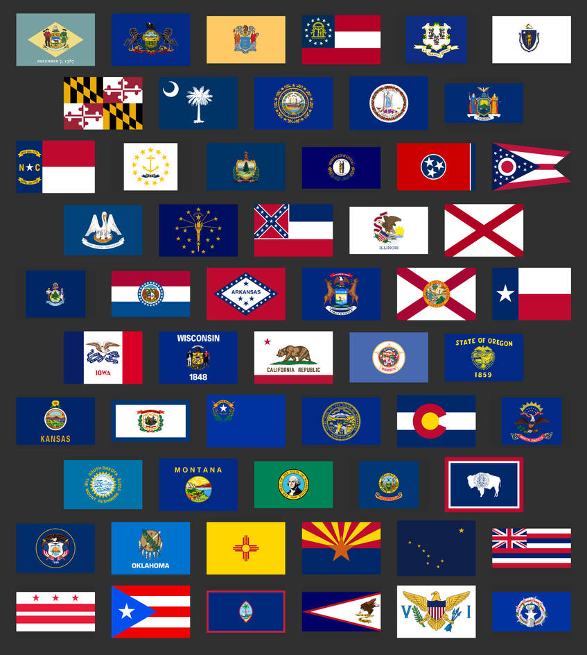 Compiled: Current flags of USA states by MagnumDrako25 on DeviantArt