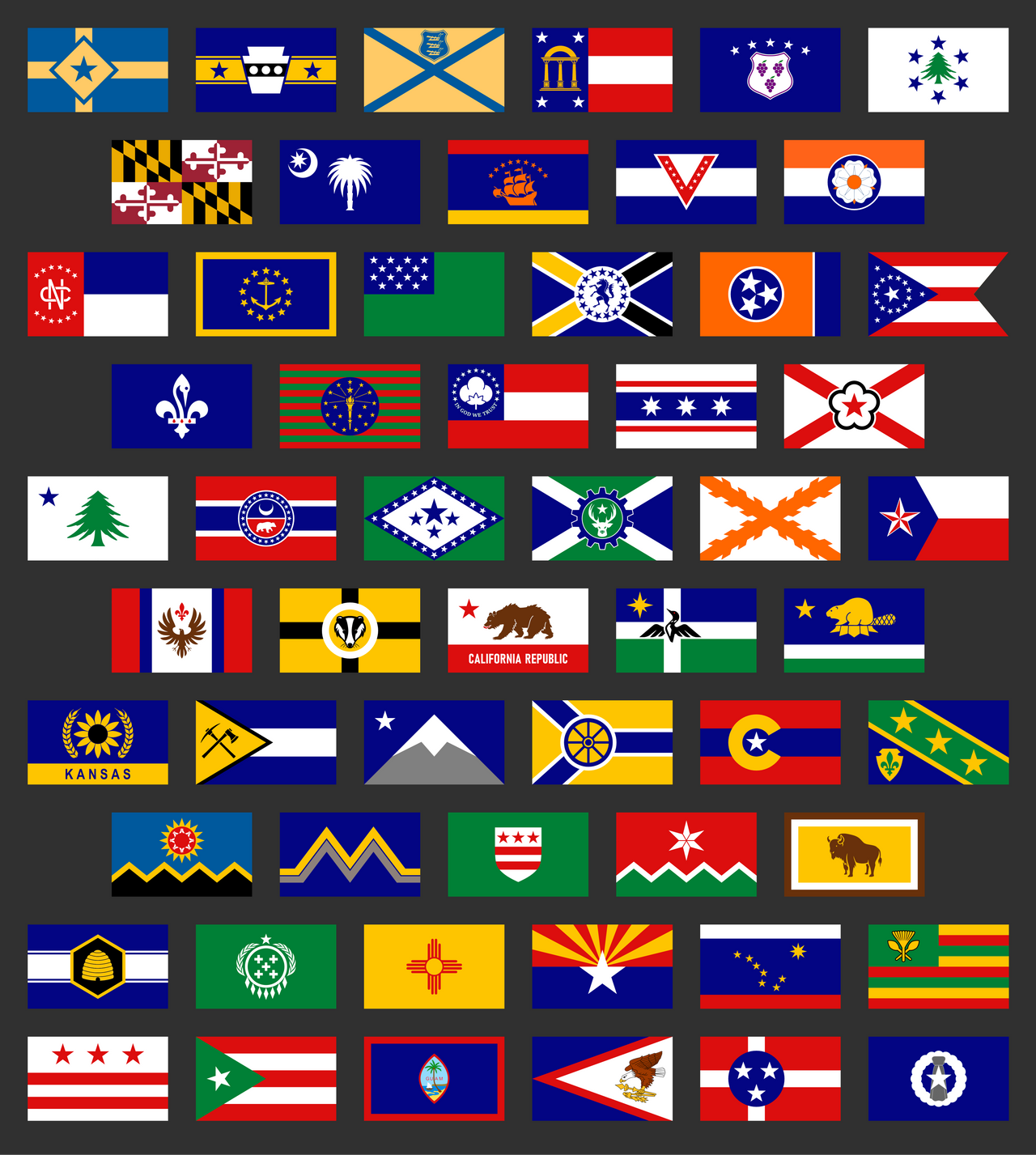 Compiled: Redesign flags of USA states #1 by MagnumDrako25 on DeviantArt