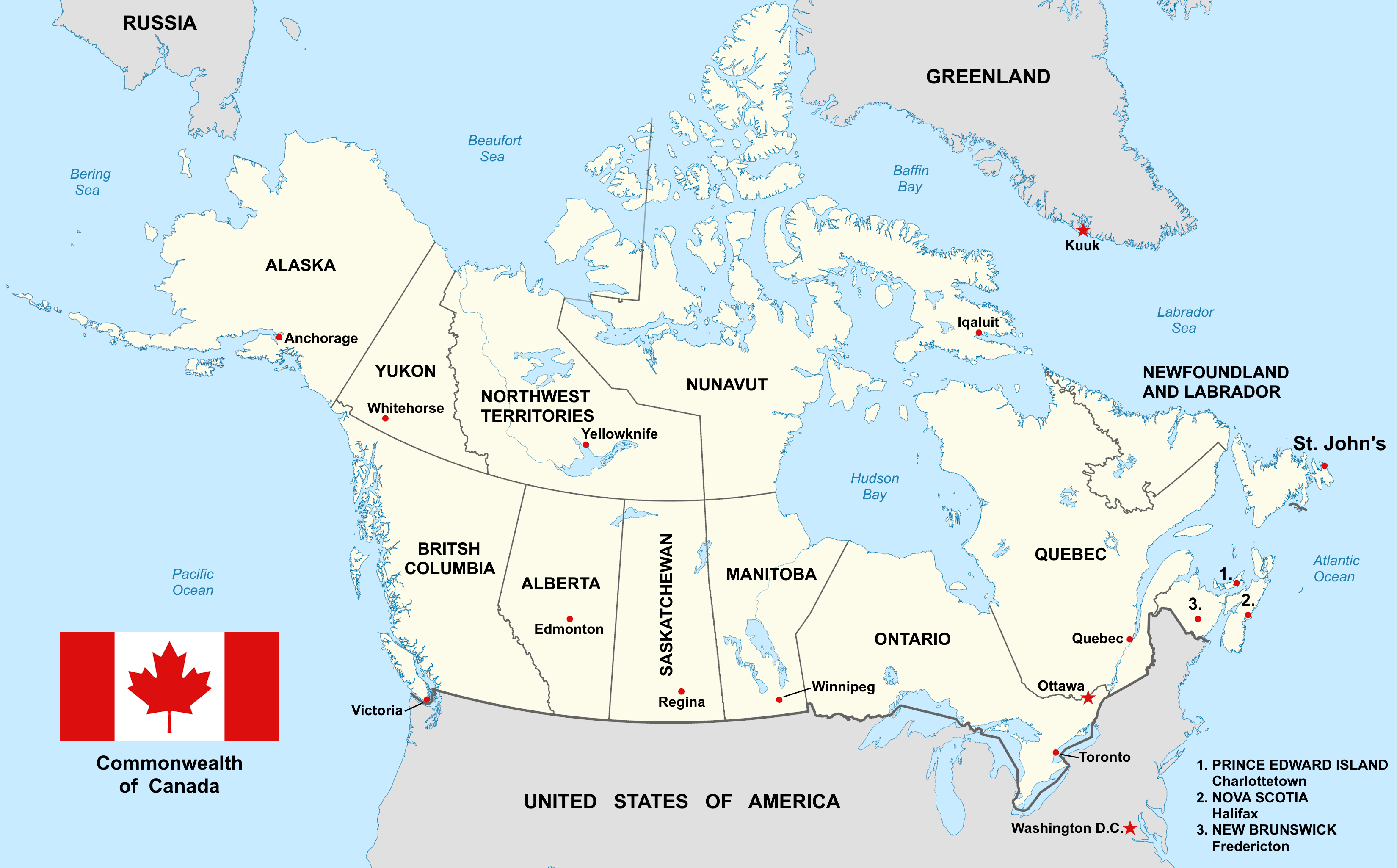 Map of Canada with Alaska (Commonwealth of Canada) by
