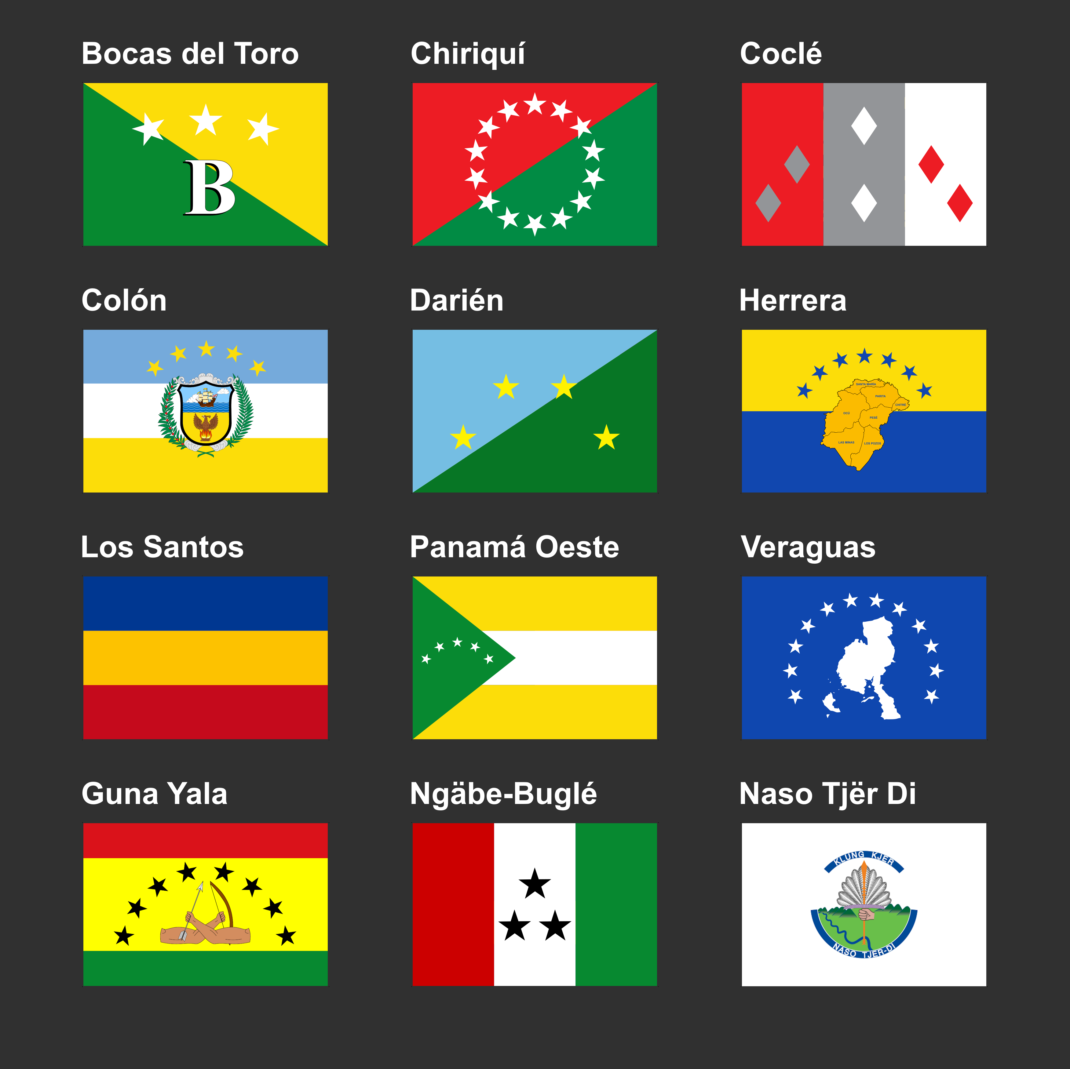 Compiled: Flags of Provinces of Panama by MagnumDrako25 on DeviantArt