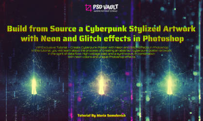 Create Cyberpunk Poster with Neon and Glitch by MariaSemelevich
