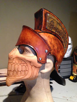 Roman helmet and grin mask combo