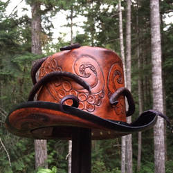 Leather steampunk octo top hat