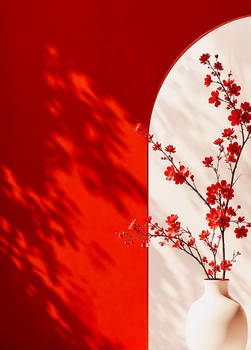 elegant pot with red flower 🩵