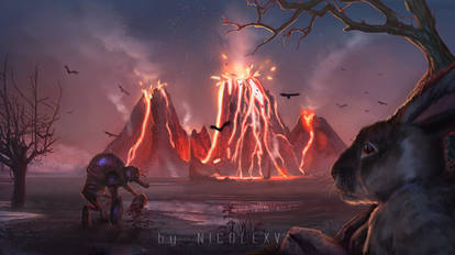 Volcano bunny and umber hulk landscape Volcano bunny and umber hulk landscape
