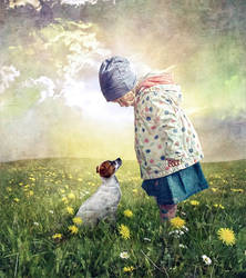 Little Girl and Dog