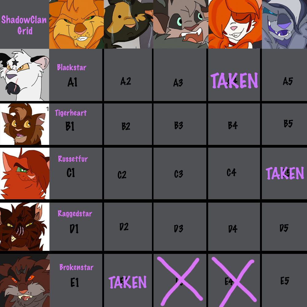 Shadowclan Tree Shadowclan Grid by Zee-Stitch on DeviantArt