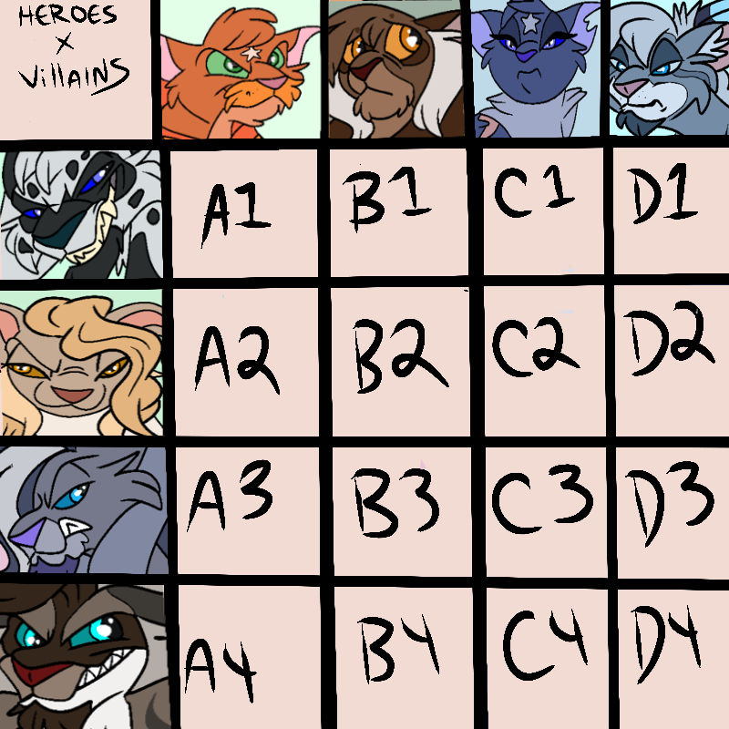 Heroes vs Villains Grid by Zee-Stitch on DeviantArt