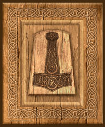 Thors Hammer wood plaque