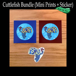 Cuttlefish print and sticker bundle