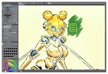 In Her Inner Yellow Mecha Girloid World WIP I