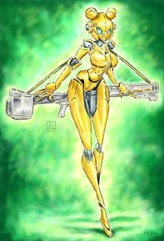 In Her Inner Yellow Mecha Girloid World