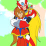 Iris and Zero hugging each other