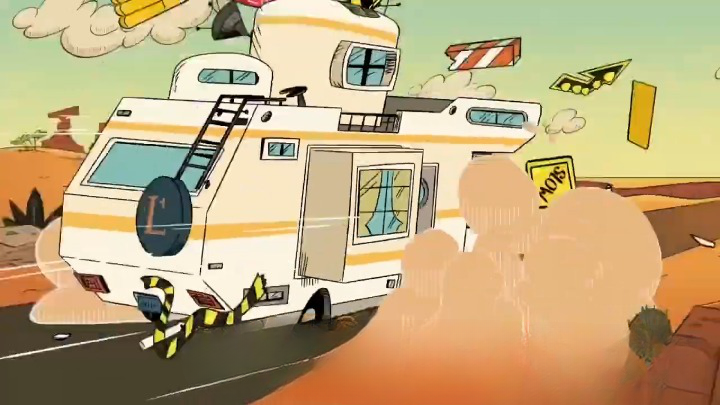 The RV Crashing Trough The Signs by randymedina2023 on DeviantArt