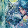 Woman Embracing Wolf