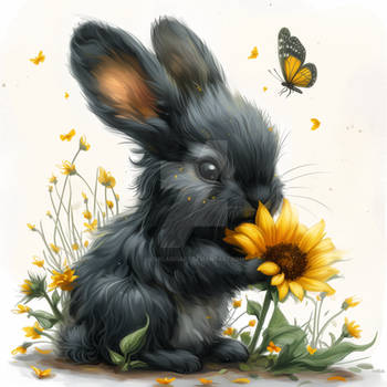 Rabbit Bunny Sunflower Butterfly