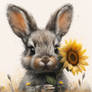 Cute Bunny with Sunflower Digital Painting